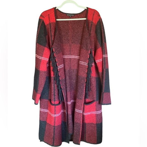 Adrienne Vittadini Sweaters - Adrienne Vittadini women’s 2x long sweater duster cardigan blackish gray plaid